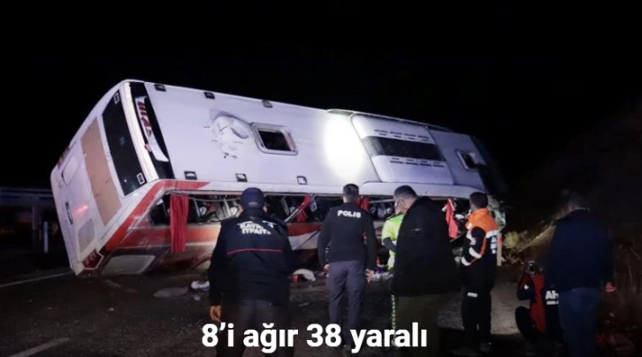 Yolcu otobüsü devrildi: 8’i ağır 38 yaralı